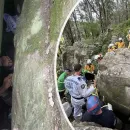 Woman trapped upside down under heavy rocks for seven hours trying to retrieve phone