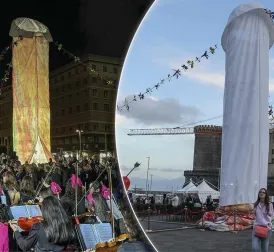 Naples in Uproar over Enormous Artwork with Very Unique Shape