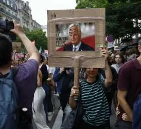 New French government presented, protests reported in major cities