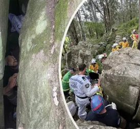 Woman trapped upside down under heavy rocks for seven hours trying to retrieve phone