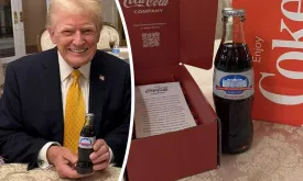 Donald Trump Receives Personalized Coca-Cola Bottle to Celebrate Inauguration