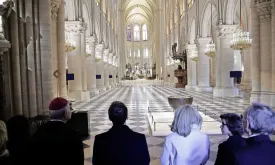 French President Emmanuel Macron visits restored Notre-Dame in Paris