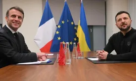 French President Macron Holds Talks with Ukrainian President Zelensky