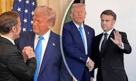 Macron and Trump's Viral Handshake Showdown in Washington