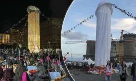 Naples in Uproar over Enormous Artwork with Very Unique Shape