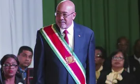 Party members escort Bouterse's hearse to mortuary