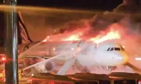 Plane Fire in South Korea: Aircraft Engulfed in Flames