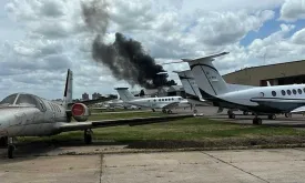 Private Jet Crashes into Building at Airport in Argentina and Catches Fire