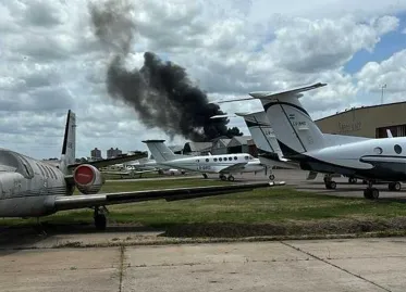 Private Jet Crashes into Building at Airport in Argentina and Catches Fire