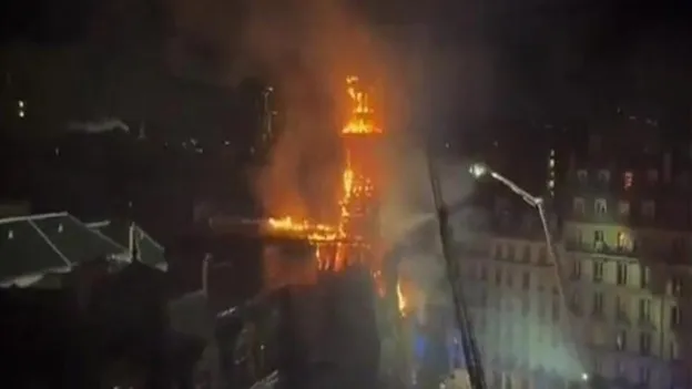 Fire in Paris: Historic Building Engulfed in Flames