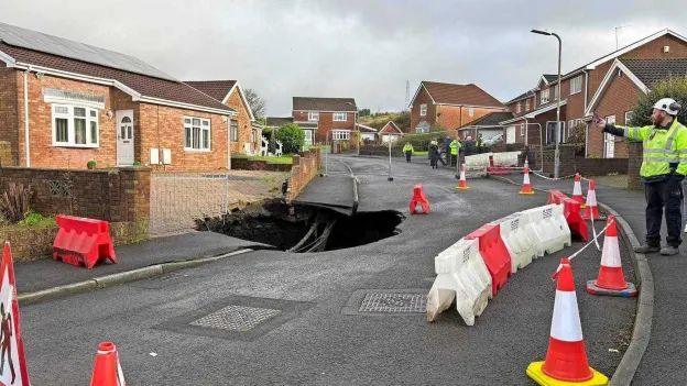 Giant Sinkhole Shocks Quiet Residential Area in Merthyr Tydfil, Wales