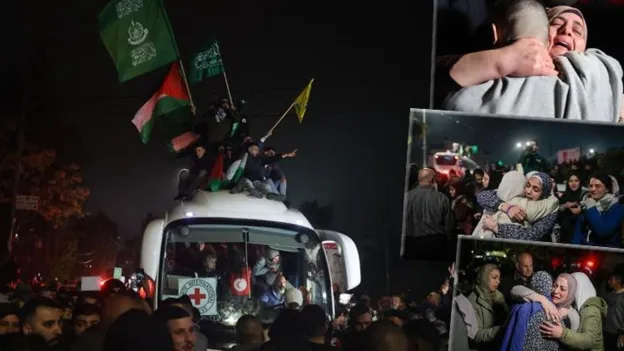 Joyful Scenes in Gaza: Palestinian Prisoners Welcomed with Happiness