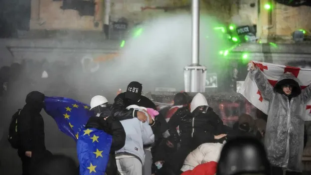 Police Use Tear Gas at Pro-European Protests in Georgia