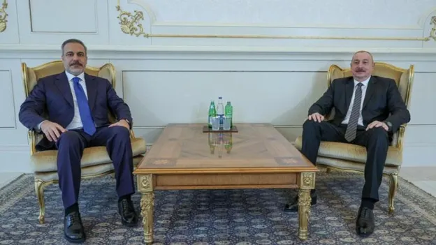 Turkish Foreign Minister Hakan Fidan Received by President Aliyev in Azerbaijan