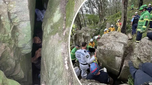 Woman trapped upside down under heavy rocks for seven hours trying to retrieve phone